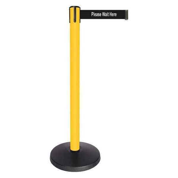 Barrier Post, Blk/Wht Text Belt, Yllw Post