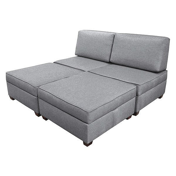 King Sleeper Sofa with Storage, Grey Performance Fabric