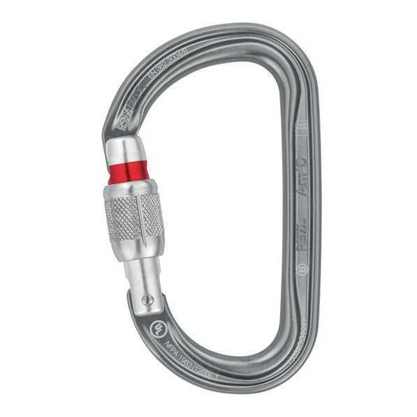 Carabiner, Screw-Lock, 4 1/4 in L, Aluminum, Gray