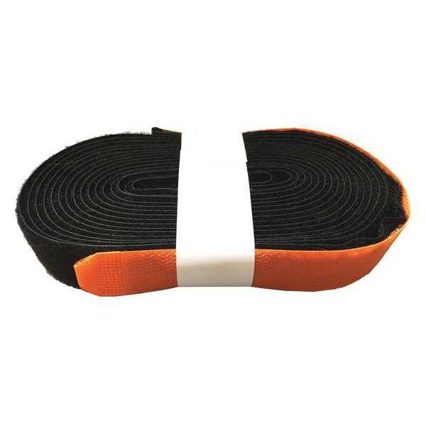 Cinch Strap, No Adhesive, 15 ft 10 in, 1 in Wd, Black/Orange, 50 PK