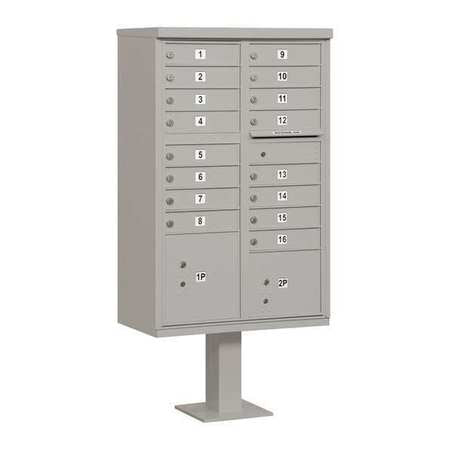 Cluster Box Unit, Gray, Powder Coated, 18 Doors, Pedestal, Standard