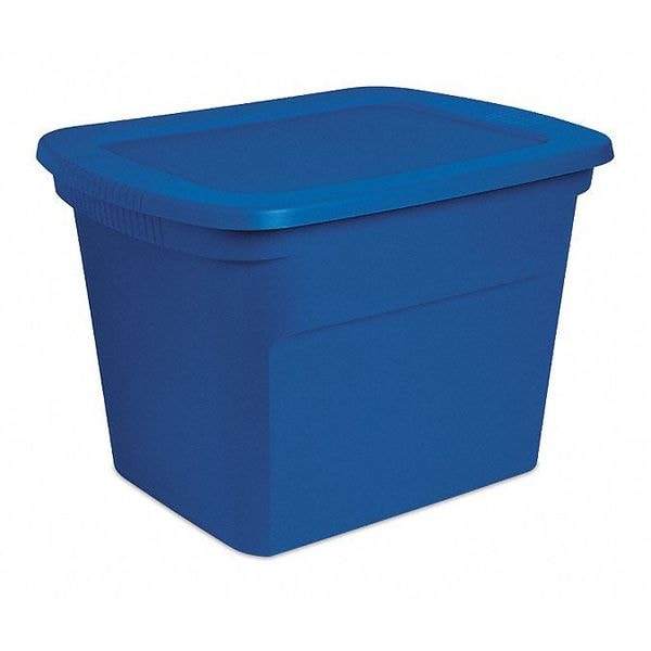 Storage Tote, Blue, Polypropylene, 23 1/2 in L, 18 3/8 in W, 16 1/8 in H, 18 gal Volume Capacity
