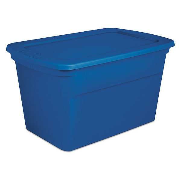 Storage Tote, Blue, Polypropylene, 30 1/2 in L, 20 1/4 in W, 17 1/8 in H, 30 gal Volume Capacity