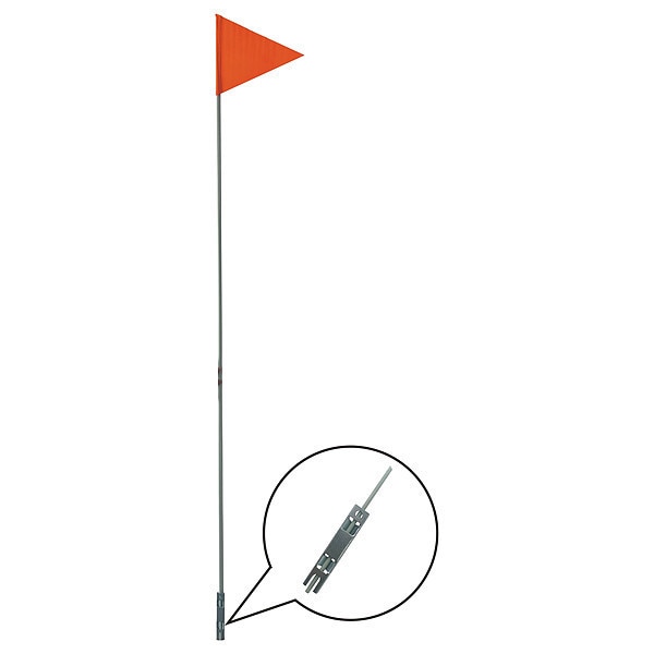 Bike Flag, 1/4 in x 6 ft Fiberglass Pole/Mounting Bracket