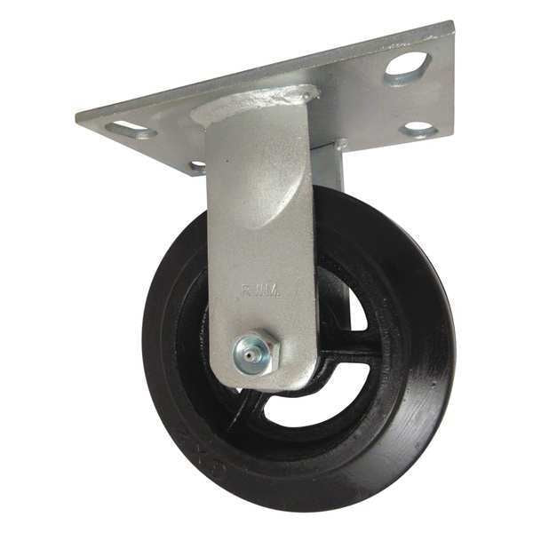 Plate Caster, Rigid, Rubber, 6