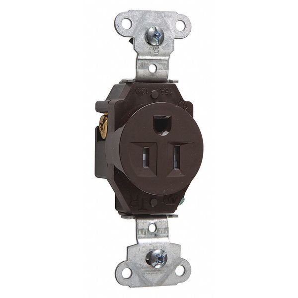 Receptacle, 15 A Amps, 125V AC, Flush Mount, Single Outlet, 5-15R, Brown