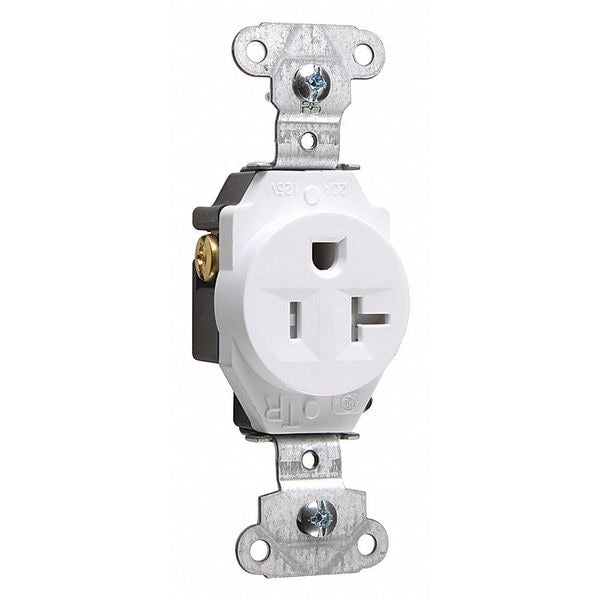 Receptacle, 15 A Amps, 125V AC, Flush Mount, Single Outlet, 5-15R, White
