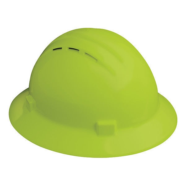 Full Brim Hard Hat, Type 1, Class C, Ratchet (4-Point), Hi-Vis Lime