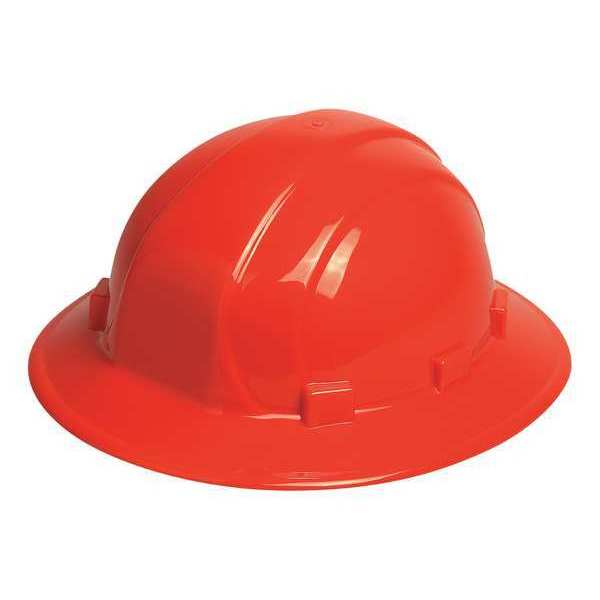 Full Brim Hard Hat, Type 1, Class E, Ratchet (6-Point), Hi-Vis Orange