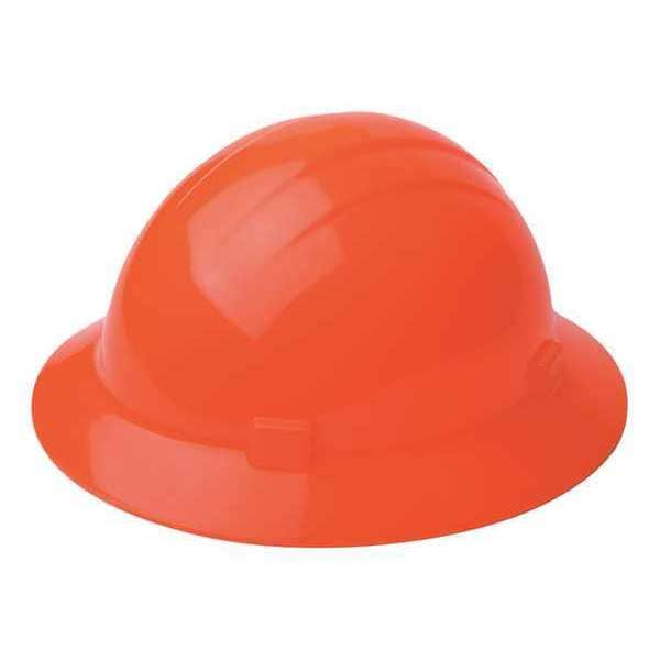 Full Brim Hard Hat, Type 1, Class E, Ratchet (4-Point), Hi-Vis Orange
