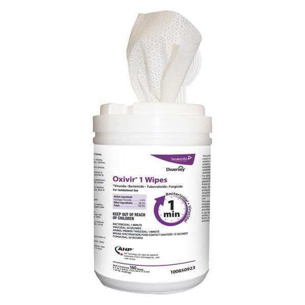 Disinfecting Wipes, White, Canister, Healthcare Surfaces, 160 Wipes, 6 in x 7 in, Fresh