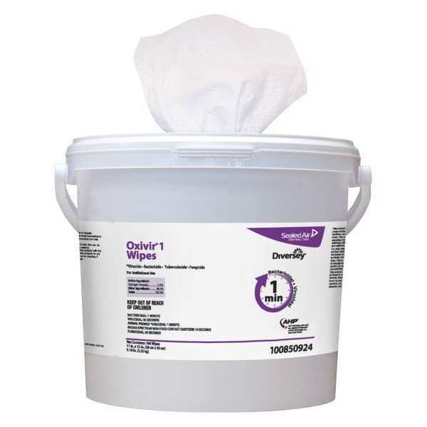 Disinfecting Wipes, White, Canister, Healthcare Surfaces, 160 Wipes, 11 in x 12 in, Fresh