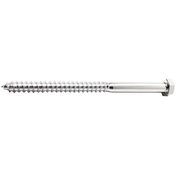 Hex Head Lag Screw, 5 in, 18-8 Stainless Steel, NL-19(SM) Hex External Hex Drive, 5 PK