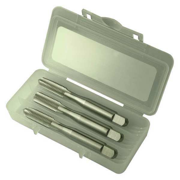 3pc HSS Taper, Plug & Bottoming Hand Tap HTGP Greenfield Threading Bright 4-Flute D5 M8x1.25