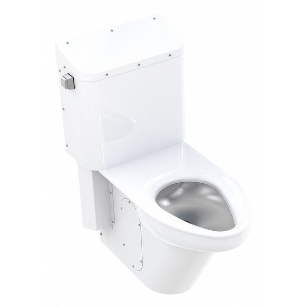 Ligature Resistant Toilet, 1.28 to 1.6 gpf, Siphon Jet, Floor Mount, Elongated, White