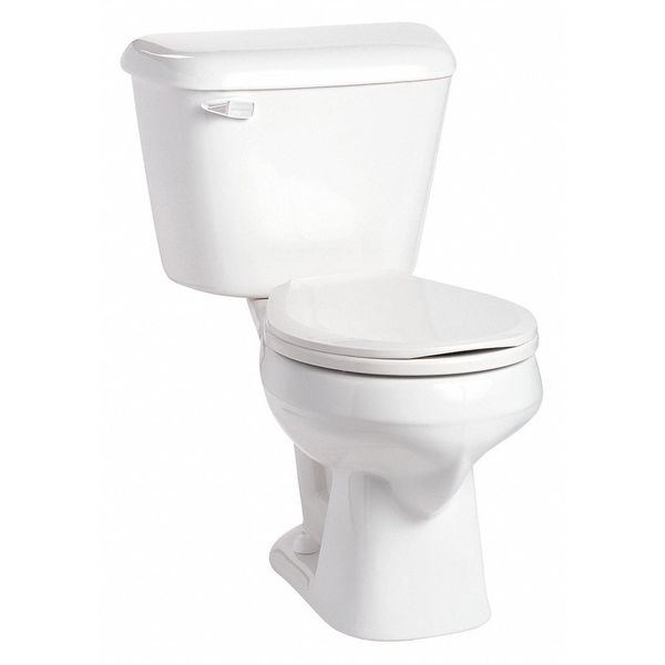 Tank Toilet, 1.28 gpf, Gravity Fed Single Flush, Floor Mount, Round, White
