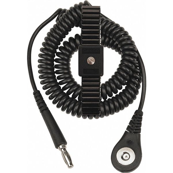 Metal Wrist Strap, Large, 6ft., Coil Cord