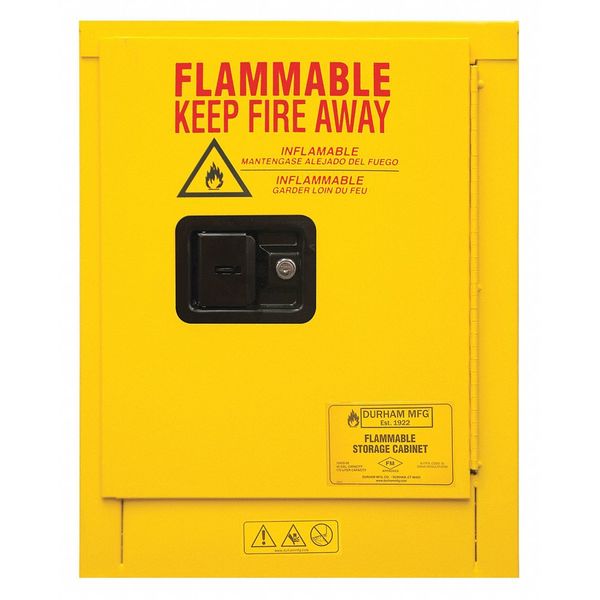 Safety Cabinet, Manual Close, 4 gal., Yellow