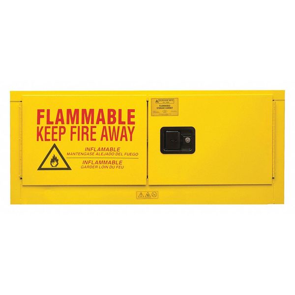 Horizontal Safety Cabinet, Manual, 12 gal., Yellow