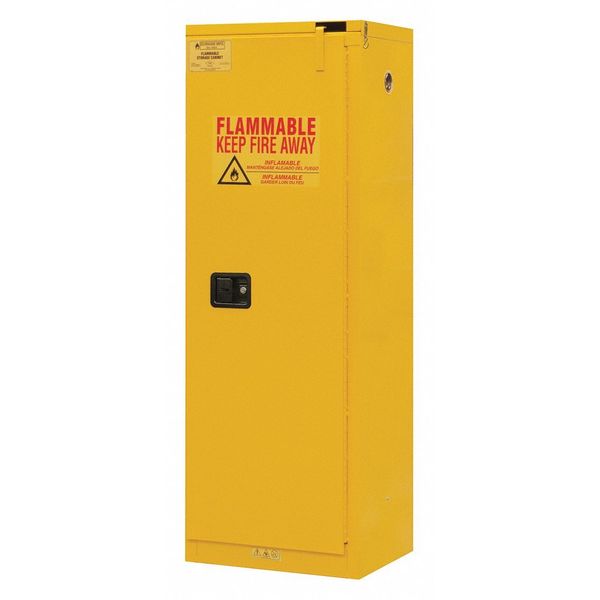 Flammable Safety Cabinet, Self Close, 22 gal., Yellow