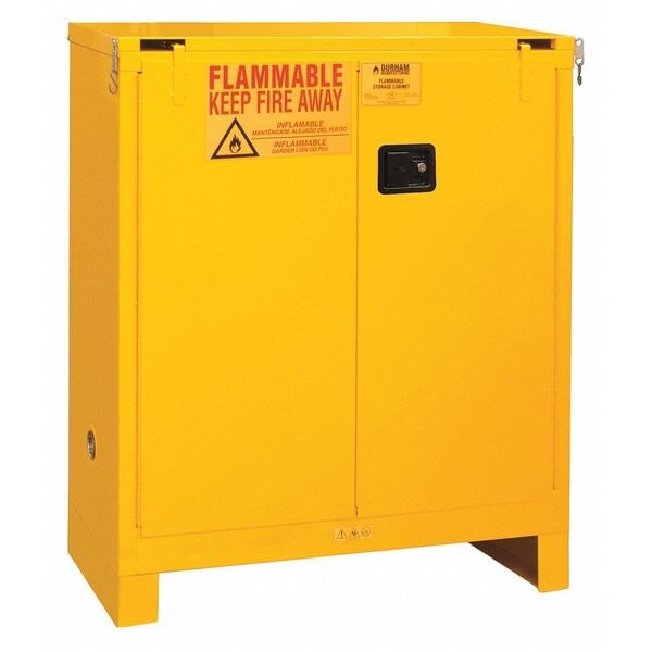 Flammable Safety Cabinet, Self Close, 30 gal., Yellow, Legs