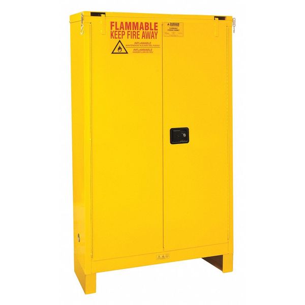Flammable Safety Cabinet, Self Close, 45 gal., Yellow, Legs