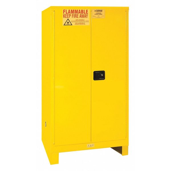 Safety Cabinet, Manual Close, 60 gal., Yellow, Legs