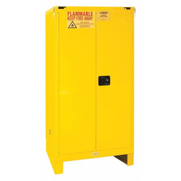Flammable Safety Cabinet, Self Close, 60 gal., Yellow, Legs