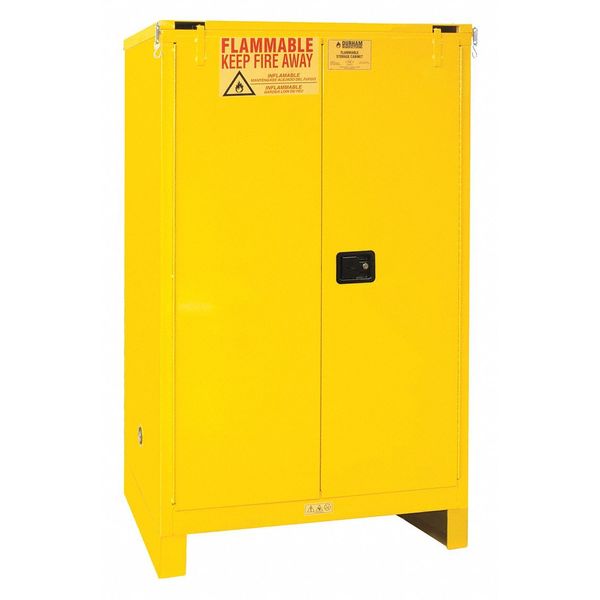 Flammable Safety Cabinet, Self Close, 90 gal., Yellow, Legs