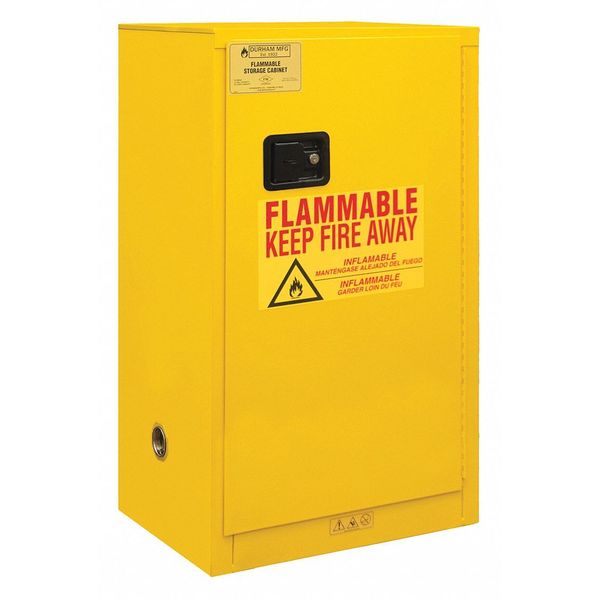Safety Cabinet, Manual Close, 16 gal., Yellow