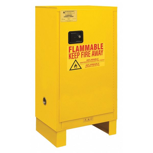 Safety Cabinet, Manual Close, 16 gal., Yellow, Legs