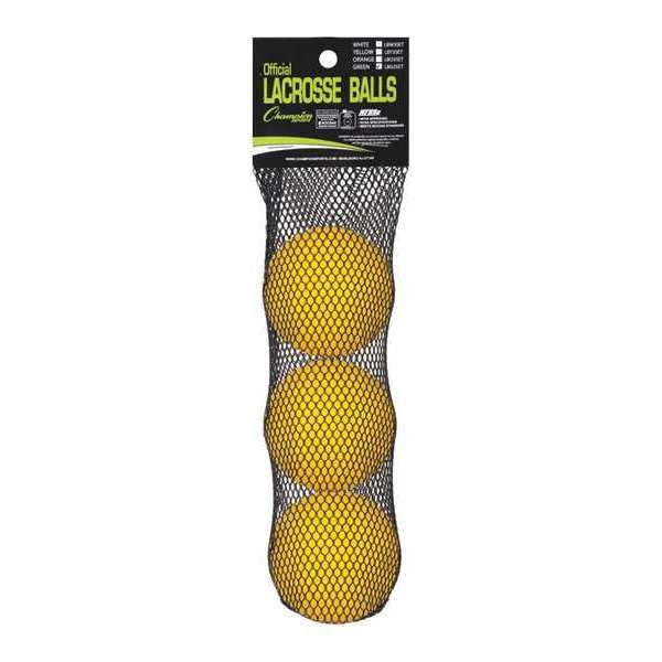NOCSAE Lacrosse Ball Set, Yellow, PK3