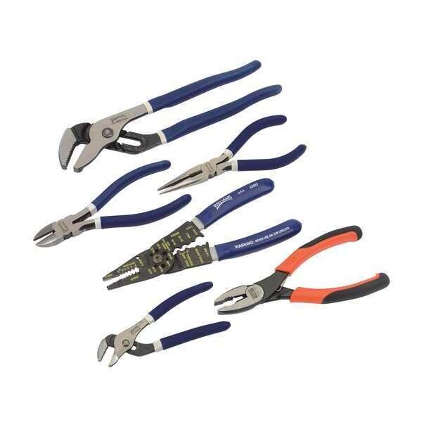 6 Piece General Service Pliers Set Double-Dipped Plastic Handle