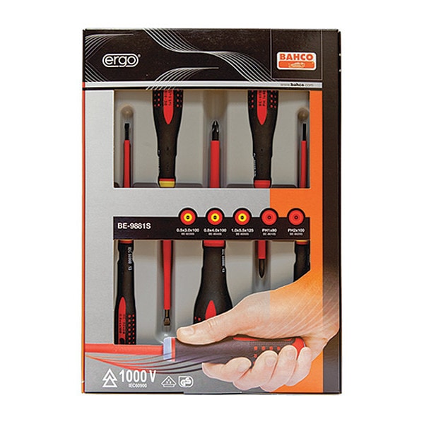 Insulated, Ergo, Screw Driver, Set, 5 pcs. #1, #2; 1/8