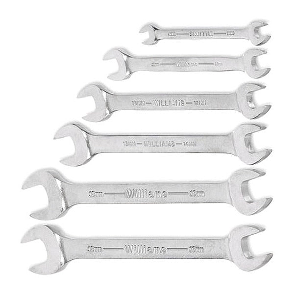 Williams Double Open End Wrench Set, 6 pcs., Metric