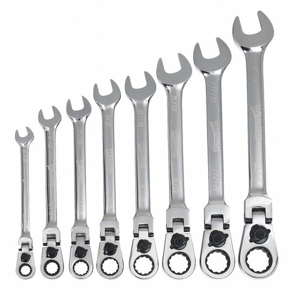 Williams Flex-Head Rat Combo Wrench Set, 8 pcs.