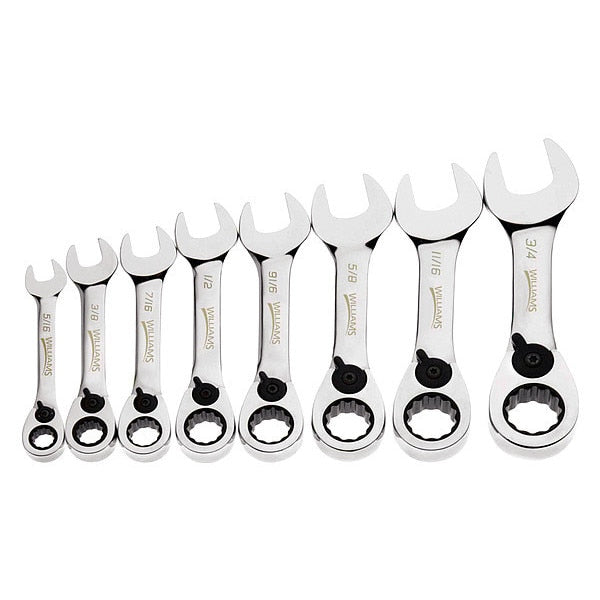 Williams Ratchet Wrench Set, Stubby, 8 pcs.