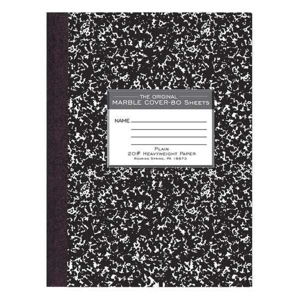 Case of Signature Black Marble Composition Notebooks, Unruled Blank, 80 sht, Oversized 10.25