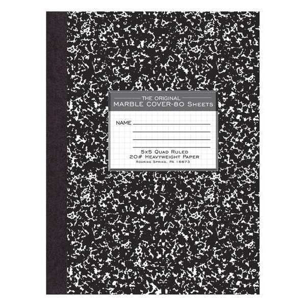 Case of Signature Black Marble Comp Notebooks, 5x5 Graph Ruled, 80 Sheets, Oversized 10.25