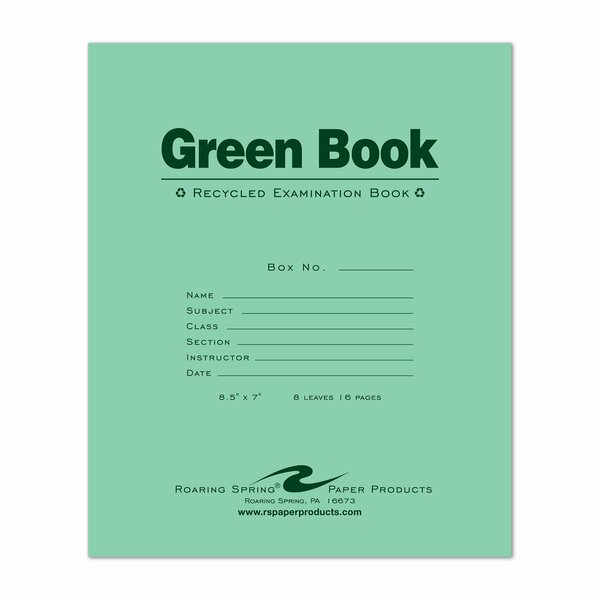 Case of Recycled Exam Green Books, 8.5
