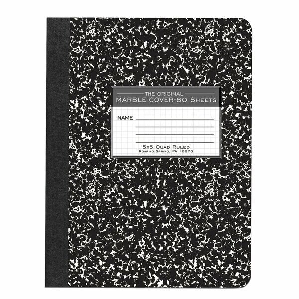 Case of Black Marble Comp Notebooks, 5x5 Graph Ruled, 80 sht, 15# Paper, 9.75