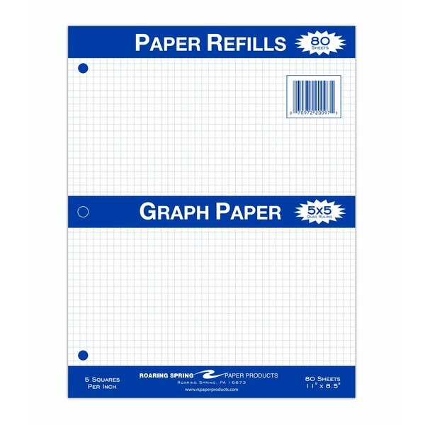 Loose Leaf Graph Paper, 80 sht/PK, 8