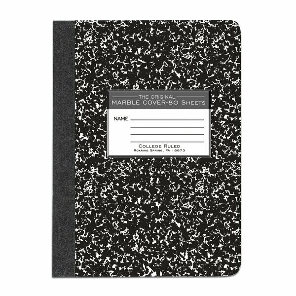 Case of Black Marble Comp Notebooks, College Ruled, 80 sht, 15# White Paper, 9.75