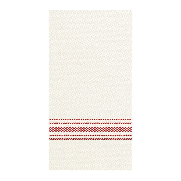 White/Red Dinner Napkin, 1/8 Fold, PK100