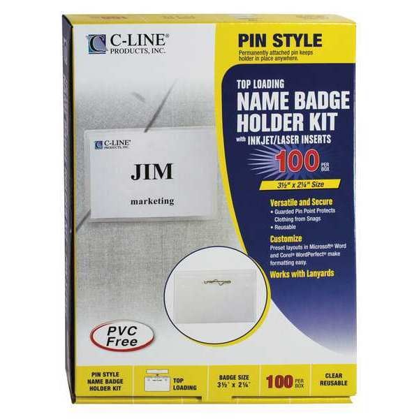 Name Badge, Pin, Insert, 3.5 x 2-1/4