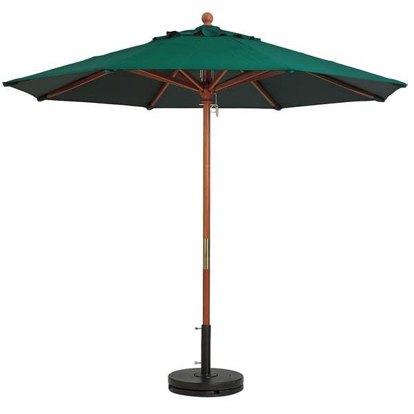 9ft Wooden Market Umbrella, forest green