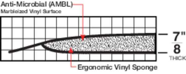 Antifatigue Mat, Black/White, 3 ft. L x 2 ft. W, Vinyl; Vinyl Foam, Marble Surface Pattern, 1