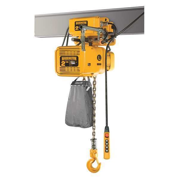 Electric Chain Hoist, 1,000 lb, 15 ft, Motorized Trolley, Yellow