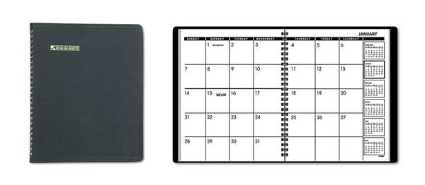 Planner, Monthly, 6-7/8 x 8-3/4in, Black