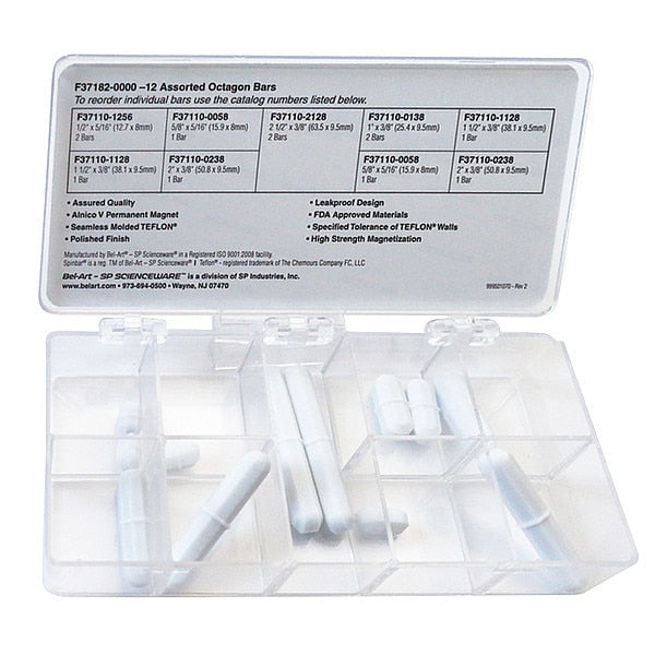 SPINBOX, STIRRING BAR, PTFE, ASST, PK12